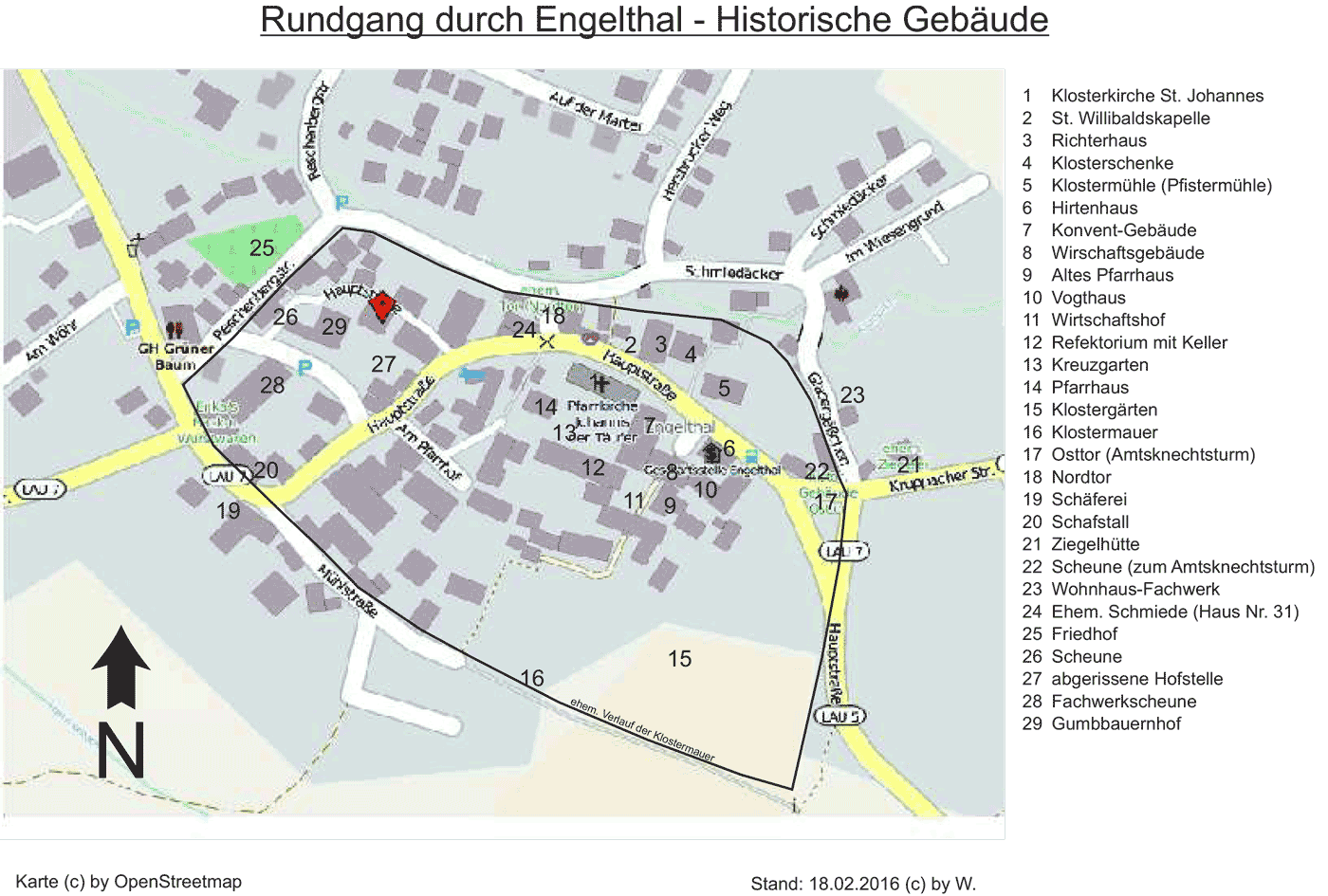 Karte historischer Gebäude